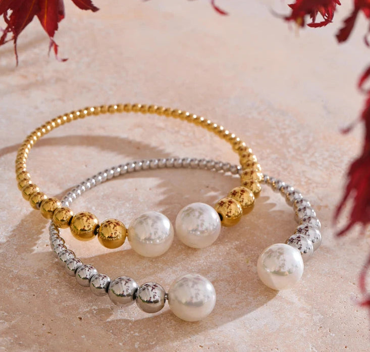Liza Pearl Chain Open Bracelet