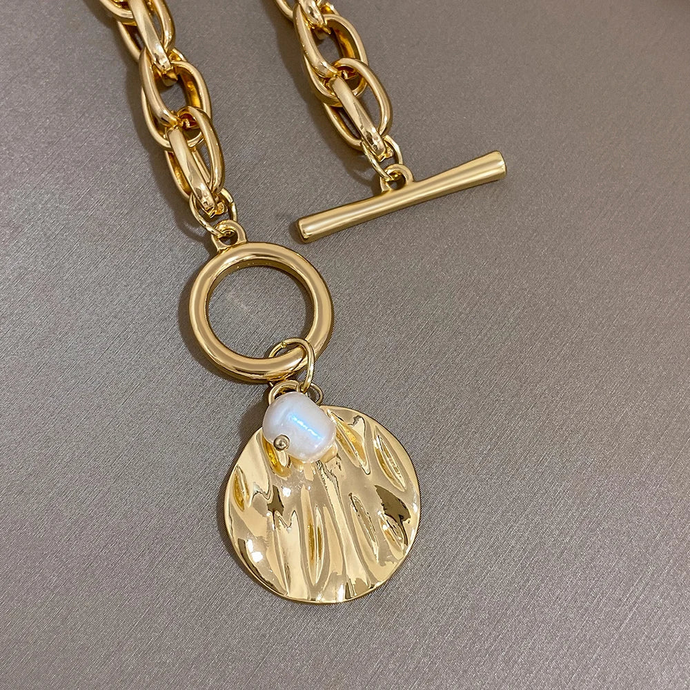 Gold Pearl Charm Bracelet