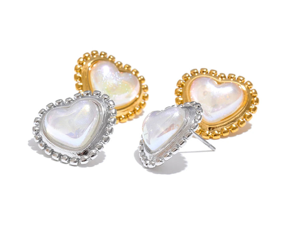 Vintage Pearl Heart Earrings