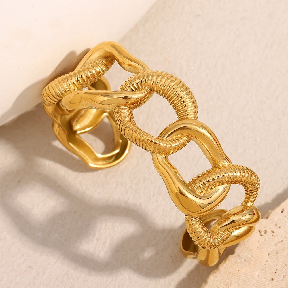 Mixed Metal Exaggerated Cuff Bracelet