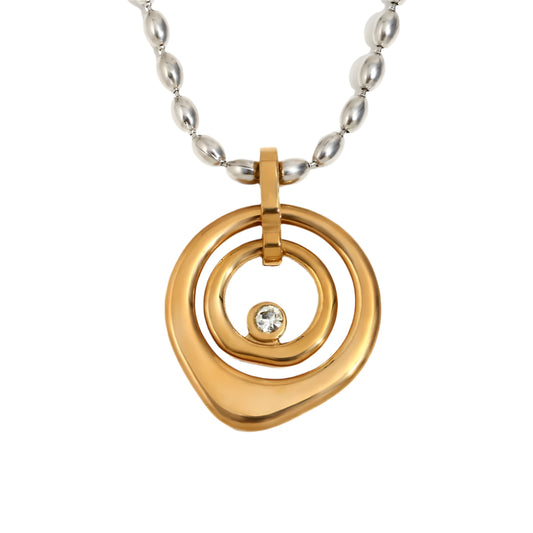 Beaded Double-Layer Round Pendant