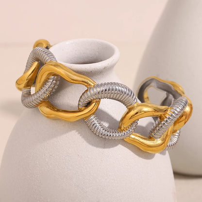 Mixed Metal Exaggerated Cuff Bracelet