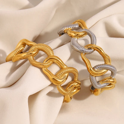 Mixed Metal Exaggerated Cuff Bracelet