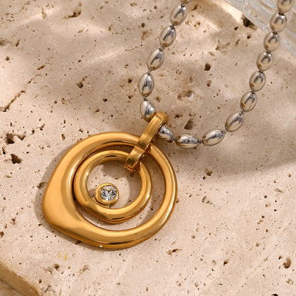 Beaded Double-Layer Round Pendant