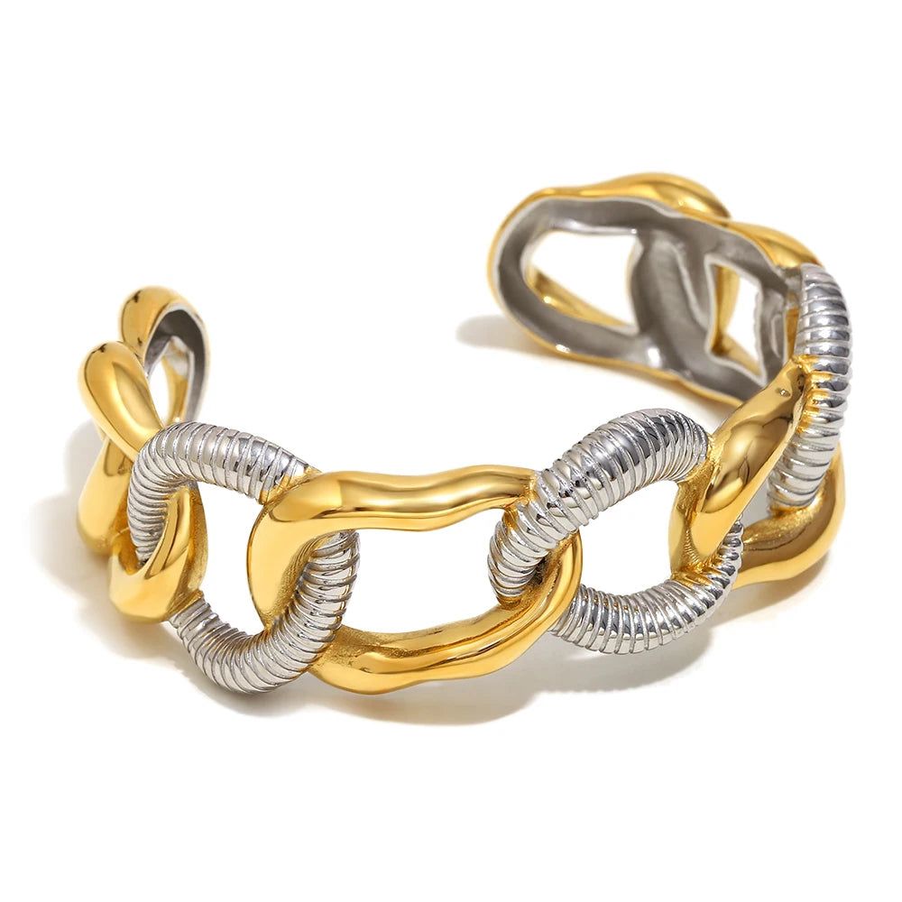 Mixed Metal Exaggerated Cuff Bracelet