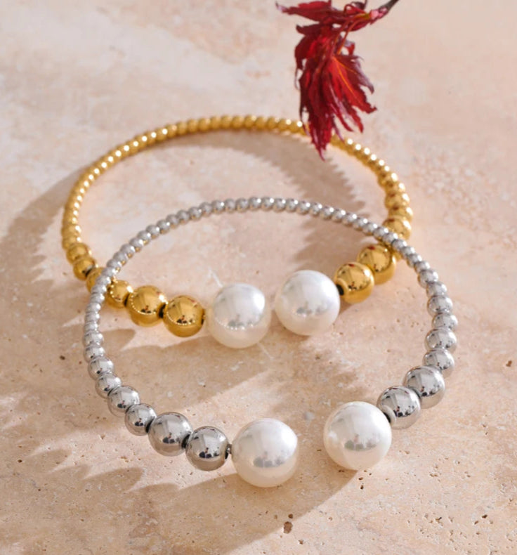 Liza Pearl Chain Open Bracelet