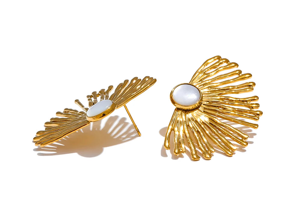 Kendra Natural Shell Stud Earrings