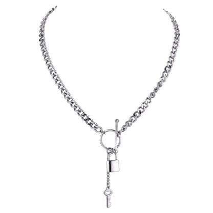 Silver Lock Key Necklace