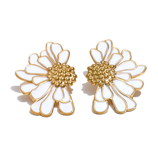 18k PVD Gold-Plated Sunflower Earrings