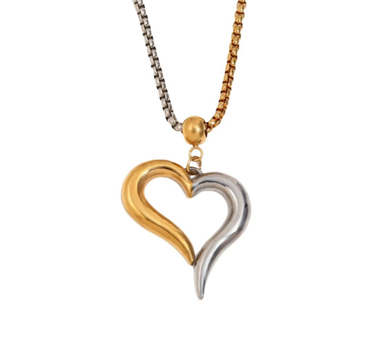 Mixed Metal Heart Necklace