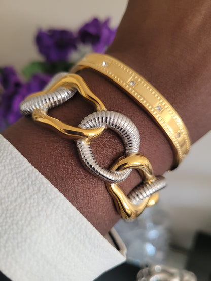 Mixed Metal Exaggerated Cuff Bracelet